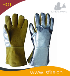 Aluminum Leather Heat Resistance Gloves
